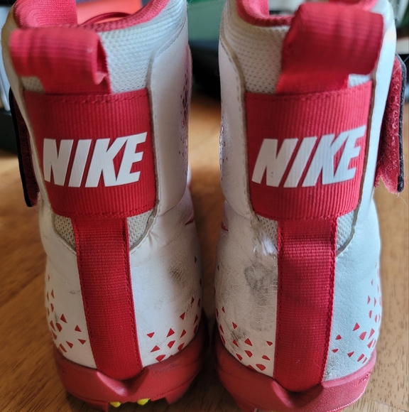 Nike Red and White Hightop Cleats Size 13 - Picture 6 of 7